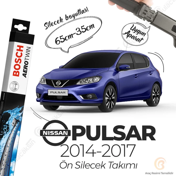 Bosch Aerotwin Muz Silecek Takımı Nissan Pulsar 2014-2017 ile uyumlu ürün görseli 1