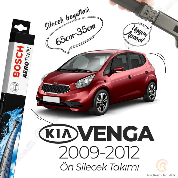 Bosch Aerotwin Muz Silecek Takımı Kia Venga 2009-2012 ile uyumlu ürün görseli 1