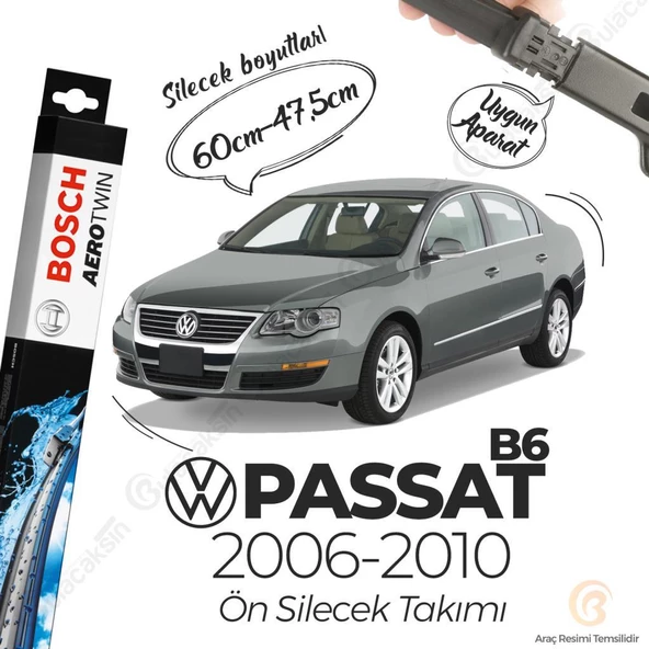 Bosch Aerotwin Muz Silecek Takımı Volkswagen Passat B6 2006-2010 ile uyumlu ürün görseli 1