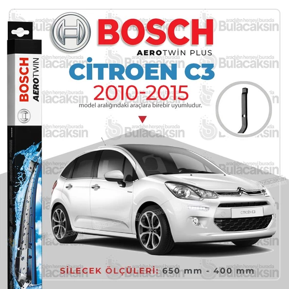 Bosch Aerotwin Muz Silecek Takımı Citroen C3 2010-2015 ile uyumlu ürün görseli 1