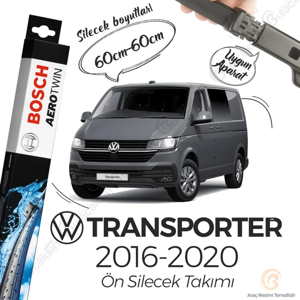 Bosch Aerotwin Muz Silecek Takımı VW Transporter T6 2015-2020 ile uyumlu ürün görseli 1