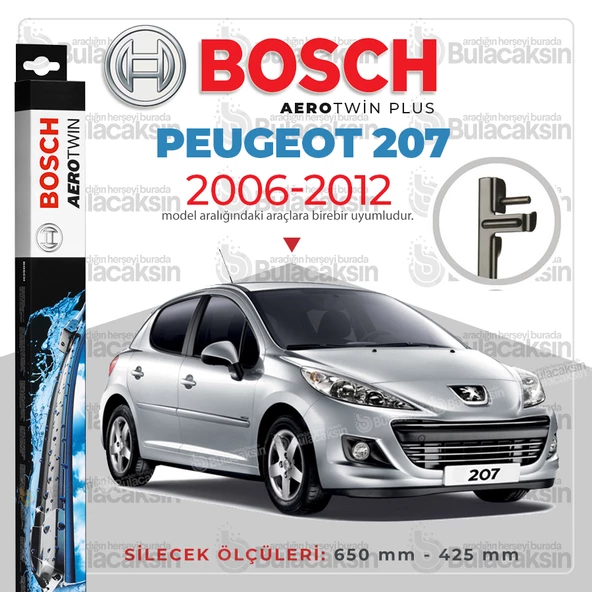 Bosch Aerotwin Muz Silecek Takımı Peugeot 207 2006-2012 ile uyumlu ürün görseli 1
