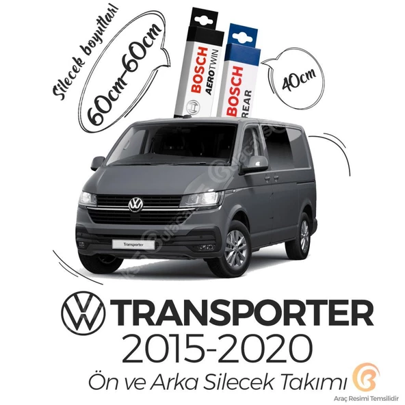 Bosch Aerotwin Ön-Arka Silecek Takımı VW Transporter T6 2015-2020 ile uyumlu ürün görseli 1