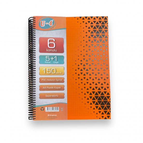 Tokaç U4 5+1 150 Ypr A4 Spr. Ayraçlı Defter 5 Kareli 1 Çizgili ürün görseli 1