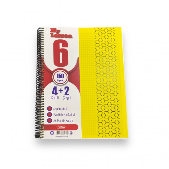 Tokaç U4 4+2 150 Ypr A4 Spr. Ayraçlı Defter 4 Kareli 2 Çizgili ürün görseli 1