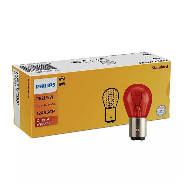 Philips 12V Ampul PR21/5W Kırmızı Ters 1016 - 12495CP / 10 ADET ürün görseli 1