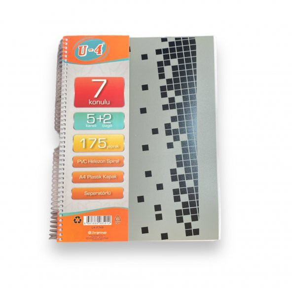 Tokaç U4 5+2 175 Ypr A4 Spr. Ayraçlı Defter 5 Kareli 2 Çizgili ürün görseli 1