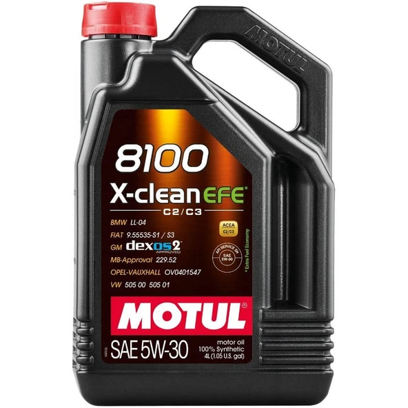 Motul 8100 X-Clean Efe C2/C3 5W-30 Partiküllü Tam Sentetik Motor Yağı 4 Litre ürün görseli 1