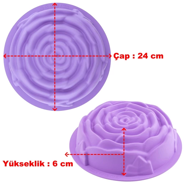 Silikon Gül Desenli Kek Kalıbı - Resim 5