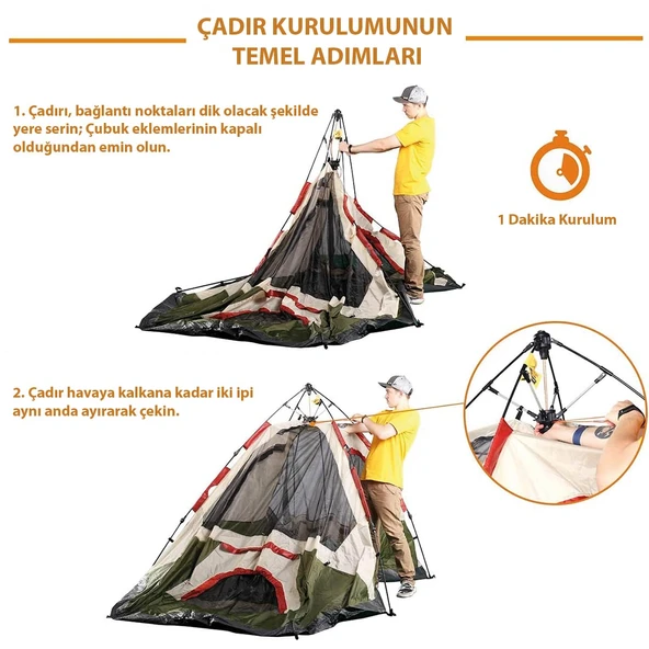 QuickUp DomeHike 6 Kişilik Otomatik Çadır - Resim 7