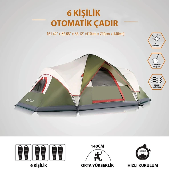 QuickUp DomeHike 6 Kişilik Otomatik Çadır - Resim 6