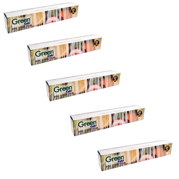 Green PVC Streç Film Folyo - Gıdaya Uygun - 9 Mikron - 45 Cm. x 300 Metre - 5 Paket ürün görseli 1