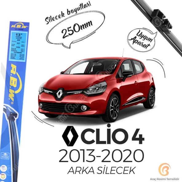 RBW Arka Silecek Renault Clio 4 2012-2020 ile uyumlu ürün görseli 1