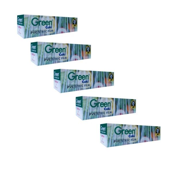 Green PVC Streç Film Folyo - Gıdaya Uygun - 9 Mikron - 30 x 300 Metre - 5 Paket ürün görseli 1