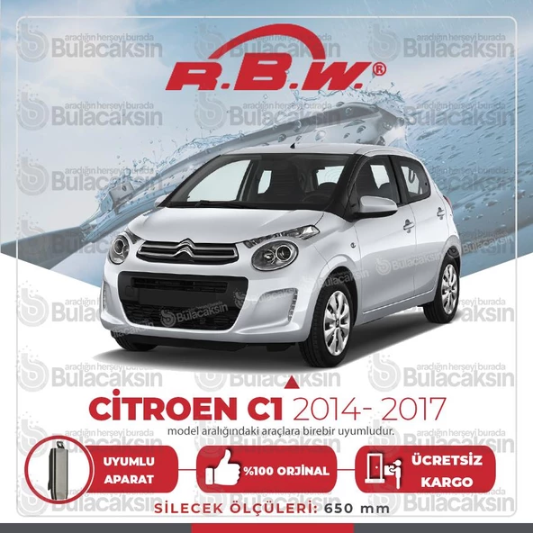 RBW Citroen C1 2014 - 2017 Ön Muz Silecek Takımı ürün görseli 1