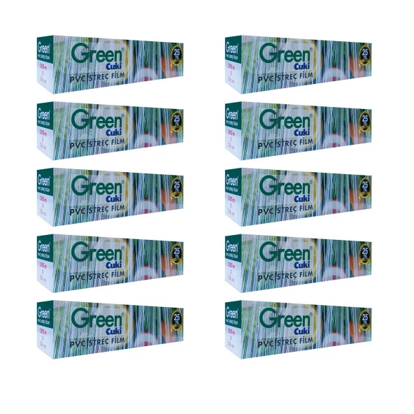 Green PVC Streç Film Folyo - Gıdaya Uygun - 9 Mikron - 30 x 300 Metre - 10 Paket ürün görseli 1
