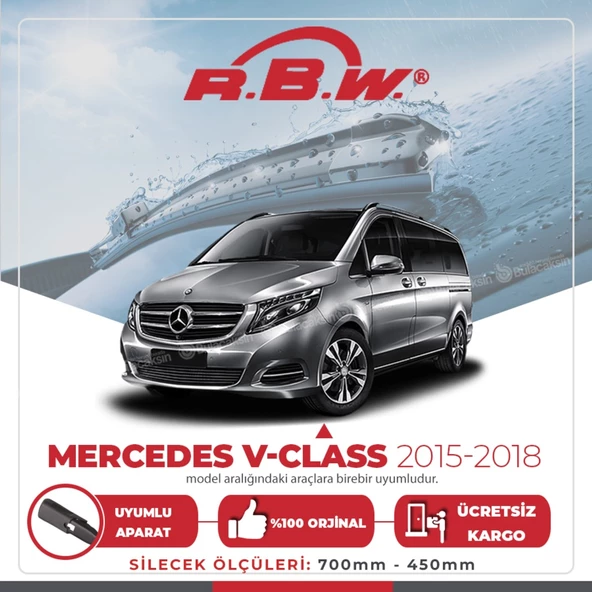 RBW Mercedes V-Class 2015 - 2018 Ön Muz Silecek Takımı ürün görseli 1