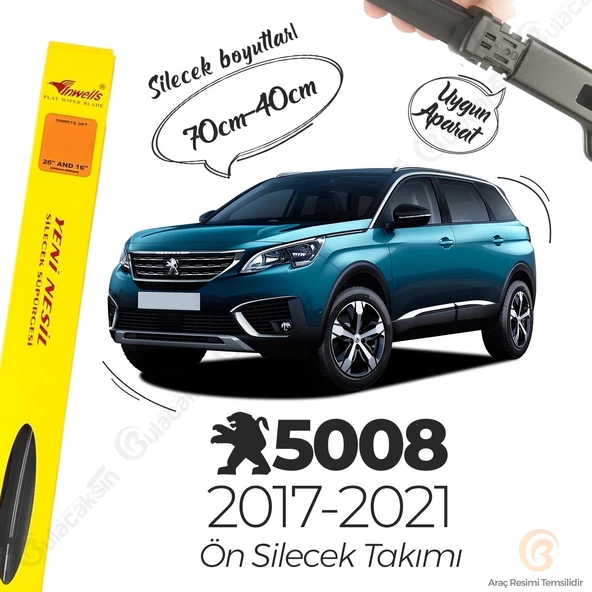 inwells Muz Silecek Takımı Peugeot 5008 2017-2021 ile uyumlu ürün görseli 1