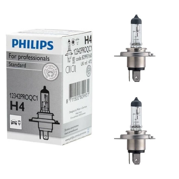 Philips H4 Ampul 12V 60/55W P43t 12342Proqc1 - 2 ADET ürün görseli 1