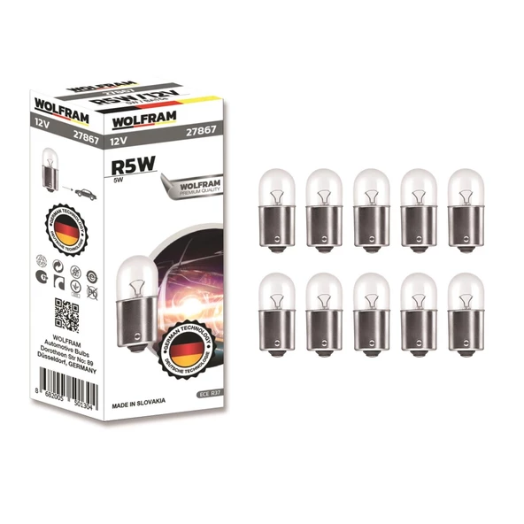 Wolfram R5W Ampul 67 12V 5W 10 ADET ürün görseli 1