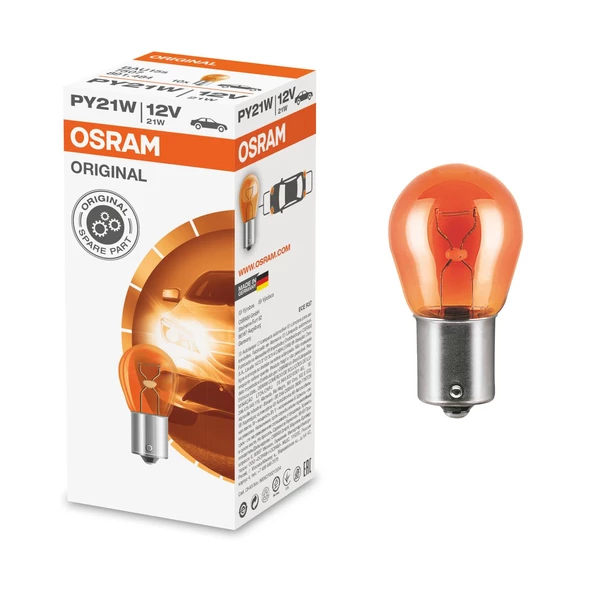 Osram P21W 12V 21W 93 BAU15S 7507 YAKIN TIRNAK SARI - 10 Adet ürün görseli 1