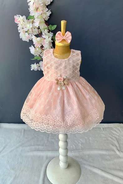 Dantelli Kız Bebek Elbise PNPN152 - Resim 7