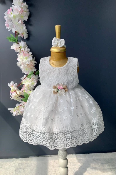 Dantelli Kız Bebek Elbise PNPN152 ürün görseli 1