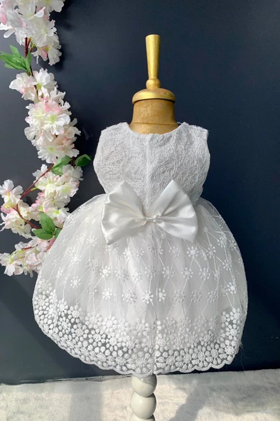 Dantelli Kız Bebek Elbise PNPN152 - Resim 4