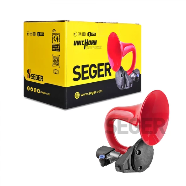 SEGER 80JH Tek Boynuz Havalı Korna 24V (Unıchorn), Kırmızı Plastik Borulu ürün görseli 1