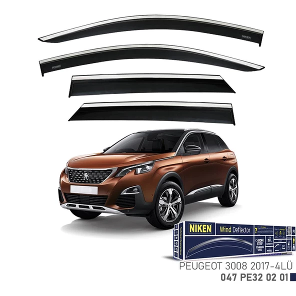 Niken Kromlu Cam Rüzgarlığı Peugeot 3008 2017-2021 ile uyumlu ürün görseli 1