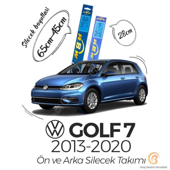 RBW Ön ve Arka Silecek Seti Volkswagen Golf 7 2013-2017 ile uyumlu ürün görseli 1