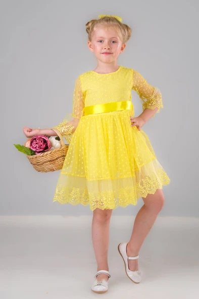 Dream Luxury Dantel Kız Çocuk Elbise MNK0327 ürün görseli 1