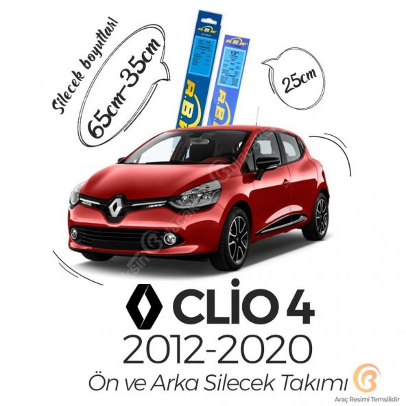 RBW Ön ve Arka Silecek Seti Renault Clio 4 2012-2020 ile uyumlu ürün görseli 1