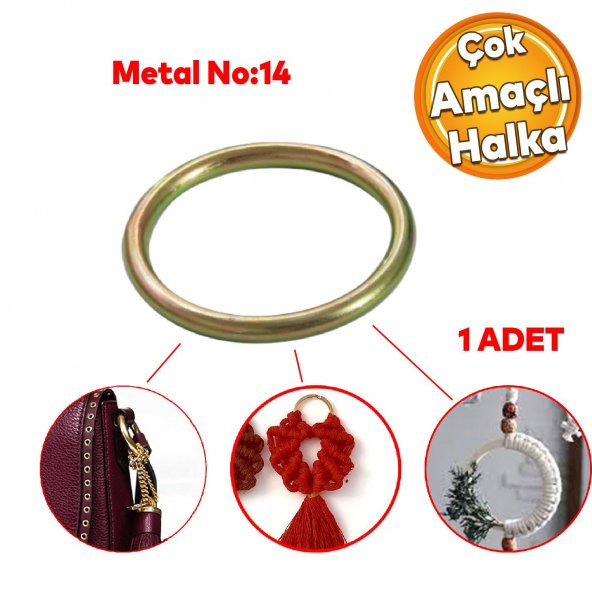 Metal Halka Sarı Renk No:14 Duvar Makrome Anahtarlık Süs Eşya Hobi Malzeme Karabina Aksesuar ürün görseli 1
