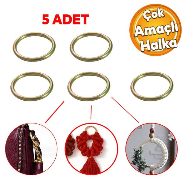Metal Halka Sarı Renk No:14 Duvar Makrome Anahtarlık Süs Eşya Hobi Malzeme Karabina Aksesuar 5 Adet ürün görseli 1