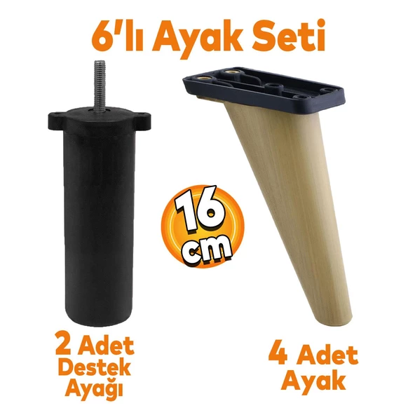 Regnum 6'lı Set Mobilya Tv Ünitesi Koltuk Kanepe Destek Ayağı 16 Cm Kahve Ayakları M8 Civatalı ürün görseli 1