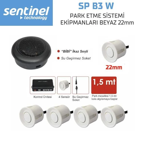 Sentinel Park Sensörü Ses İkazlı 22mm Beyaz ürün görseli 1