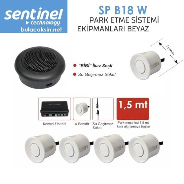 Sentinel Park Sensörü Ses İkazlı 18mm Beyaz ürün görseli 1