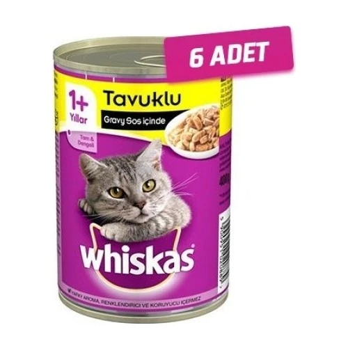 Whiskas 6 Adet - Whiskas Tavuklu Yetişkin Kedi Konservesi 400 gr ürün görseli 1