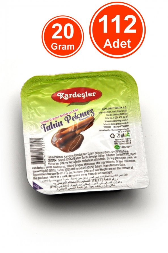 Tahin Pekmez Karışım Piknik Kahvaltılık 20 G x 112 Adet ürün görseli 1