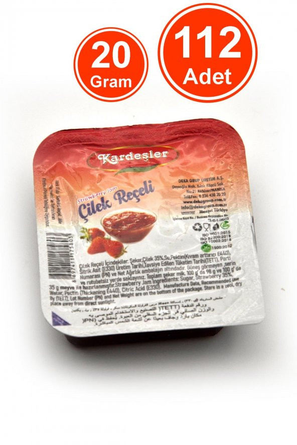 Çilek Reçeli Piknik Kahvaltılık 20 G x 112 Adet ürün görseli 1