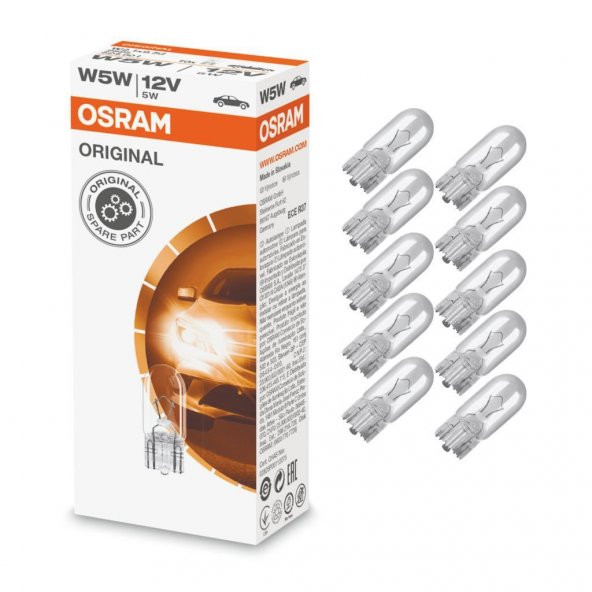 Osram 2825 W5W T10 Dipsiz Ampul 12V 5W 10 Adet ürün görseli 1