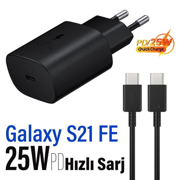 Samsung Galaxy S21 FE Uyumlu Type-C Şarj Aleti 25W Hızlı Şarj PD 3.0 ürün görseli 1