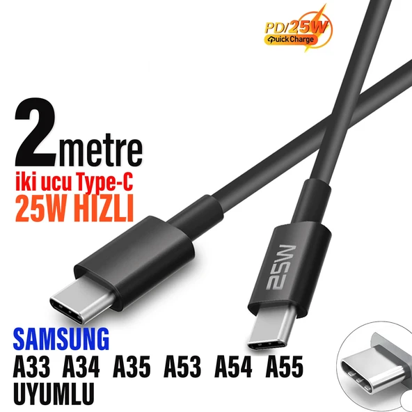 Uzun 2 Metre Type C Şarj Kablosu 200cm USB Type C - Resim 4