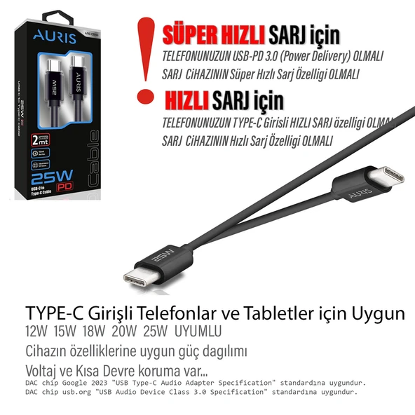 Uzun 2 Metre Type C Şarj Kablosu 200cm USB Type C - Resim 3