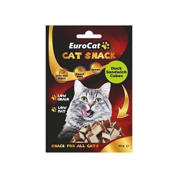 EuroCat Tahılsız Şekersiz Kurutulmuş Et Cat Duck Sandwich Flakes Kedi Ödülü 50 Gr ürün görseli 1
