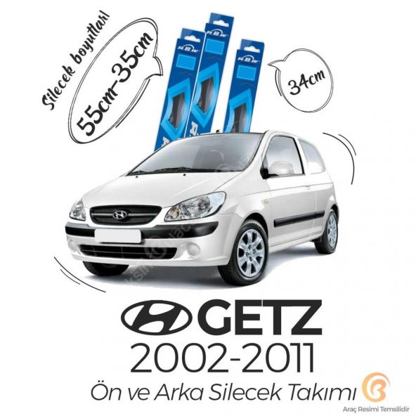 Hyundai Getz Ön Arka Silecek Seti (2002-2009) RBW ürün görseli 1
