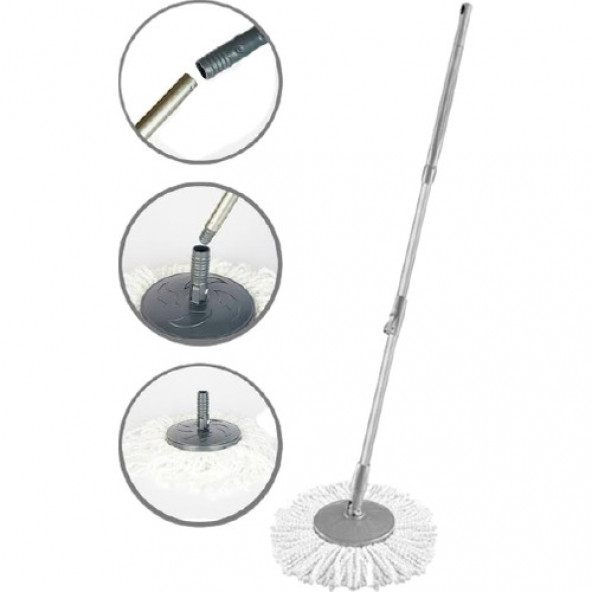 Tüm Döner Temizlik Kovaları ile Uyumlu 360 Derece Döner Sap ve Mop Seti Mikrofiber Mop ürün görseli 1