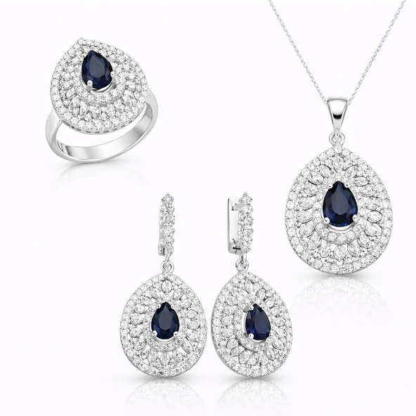 Gümüş Damla Desenli Bayan Set SL2313 - Resim 6