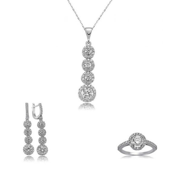 Gümüş Sıralı Dört Taş Bayan Set SL2314 ürün görseli 1